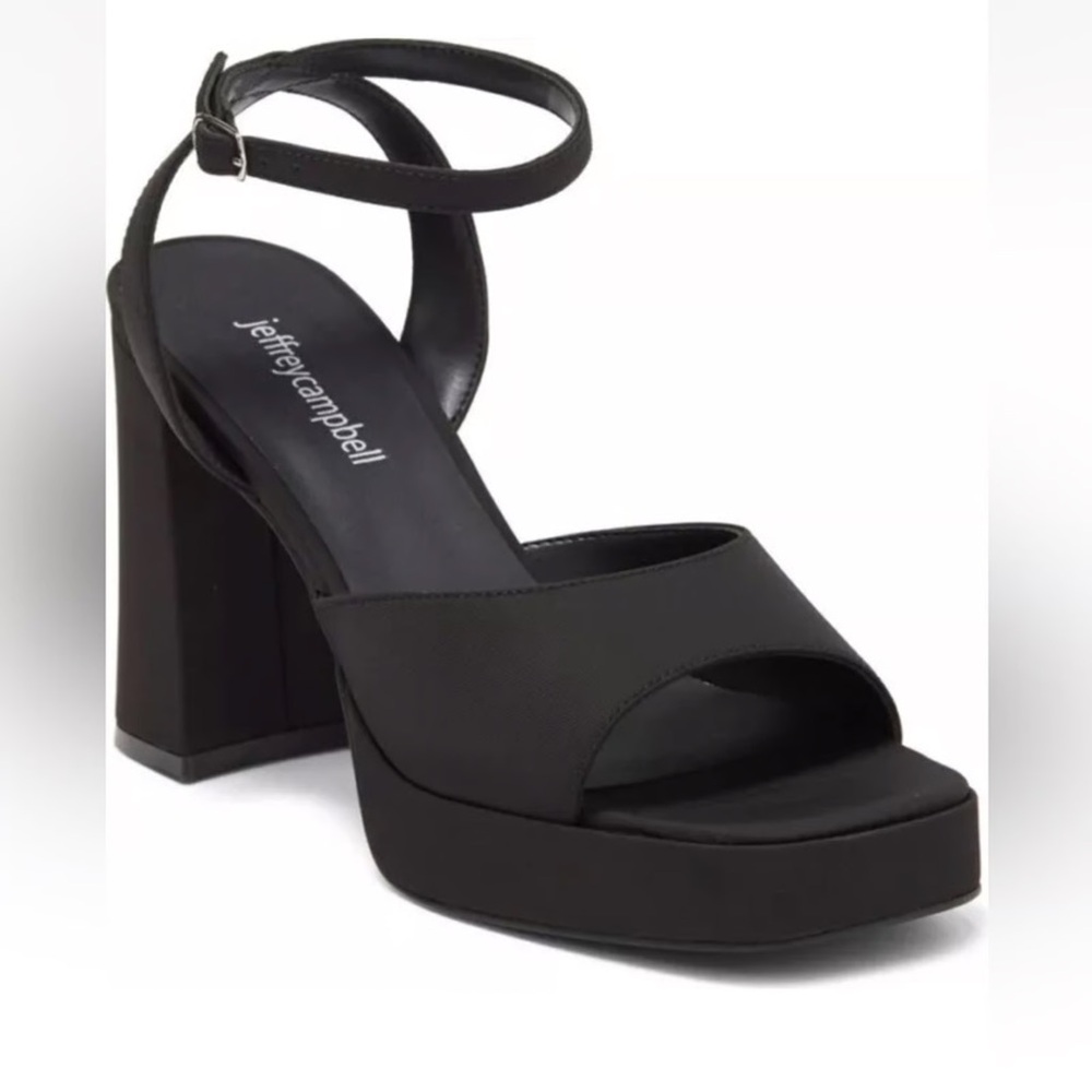 Jeffrey Campbell Black Platform Chunky Ankle Strap Heels